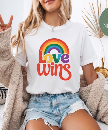 Love Wins Rainbow Pride T Shirt, Love Wins Shirt, LGBT Shirt, Equality Crewneck Sweatshirt, Gift For Gay Trans