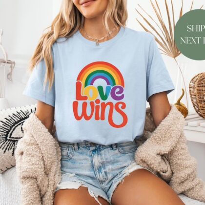 Love Wins Rainbow Pride T Shirt, Love Wins Shirt, LGBT Shirt, Equality Crewneck Sweatshirt, Gift For Gay Trans