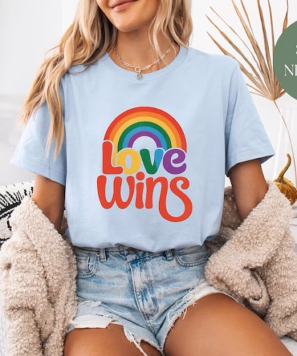 Love Wins Rainbow Pride T Shirt, Love Wins Shirt, LGBT Shirt, Equality Crewneck Sweatshirt, Gift For Gay Trans