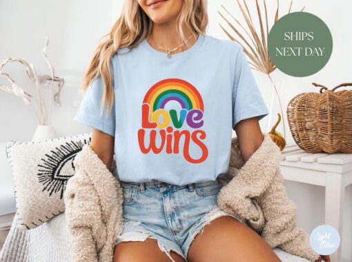 Love Wins Rainbow Pride T Shirt, Love Wins Shirt, LGBT Shirt, Equality Crewneck Sweatshirt, Gift For Gay Trans
