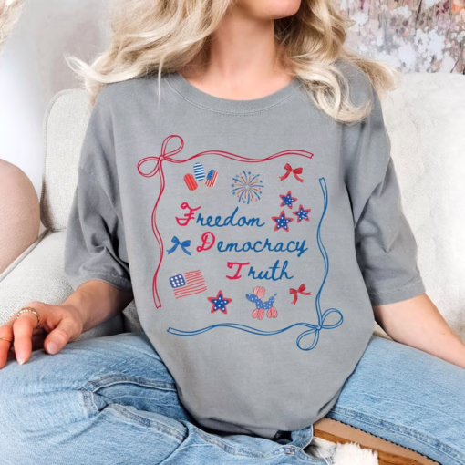 Patriotic 4th of July T Shirt, Freedom Democracy Fuck Donald Trump T Shirt, Fourth Of July Shirt