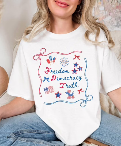 Patriotic 4th of July T Shirt, Freedom Democracy Fuck Donald Trump T Shirt, Fourth Of July Shirt