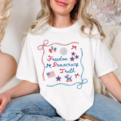 Patriotic 4th of July T Shirt, Freedom Democracy Fuck Donald Trump T Shirt, Fourth Of July Shirt
