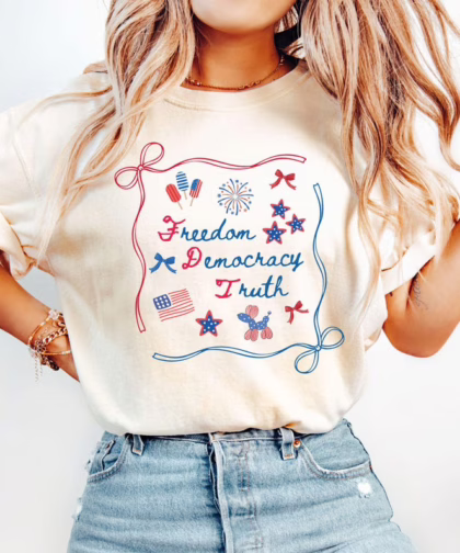 Patriotic 4th of July T Shirt, Freedom Democracy Fuck Donald Trump T Shirt, Fourth Of July Shirt