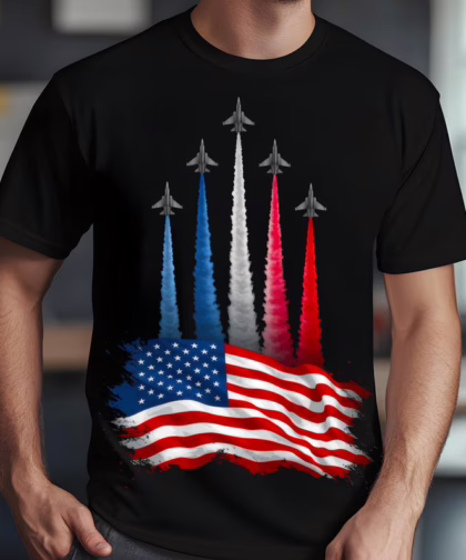 Realistic Jet Planes Patriotic 4th of July Shirt, Fireworks Fourth Of July T Shirt, Gift For Family