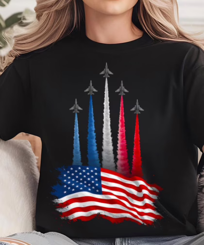 Realistic Jet Planes Patriotic 4th of July Shirt, Fireworks Fourth Of July T Shirt, Gift For Family