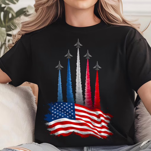 Realistic Jet Planes Patriotic 4th of July Shirt, Fireworks Fourth Of July T Shirt, Gift For Family