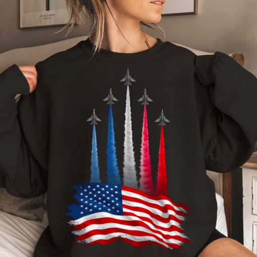 Realistic Jet Planes Patriotic 4th of July Shirt, Fireworks Fourth Of July T Shirt, Gift For Family